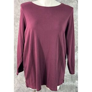 Isaac Mizrahi Live Dark Burgundy Round Neck L/S L/S Knit Shirt sz 3X (15922)